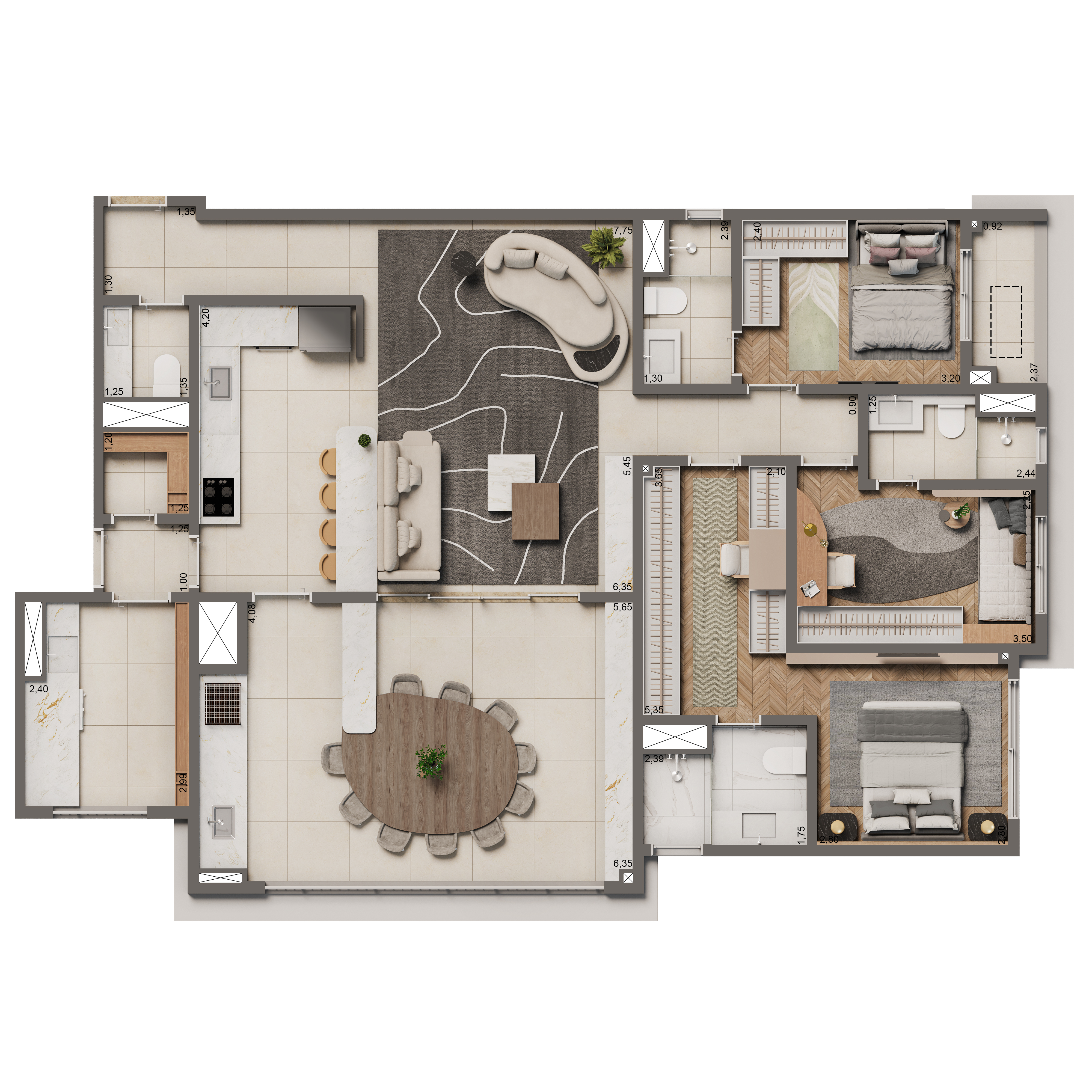 Planta Padrão 134m²